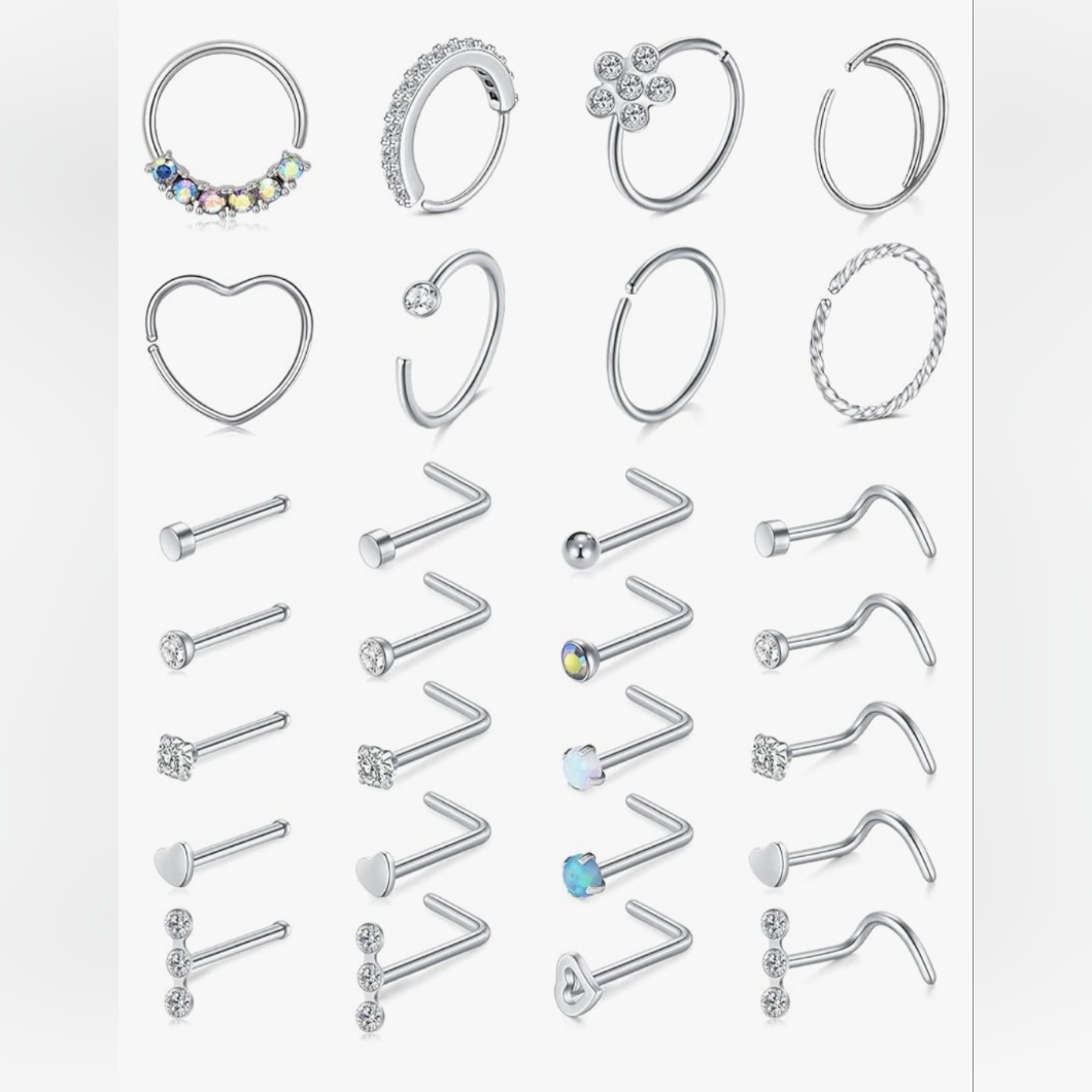 Nose Ring Set 28pcs Surgical Steel
